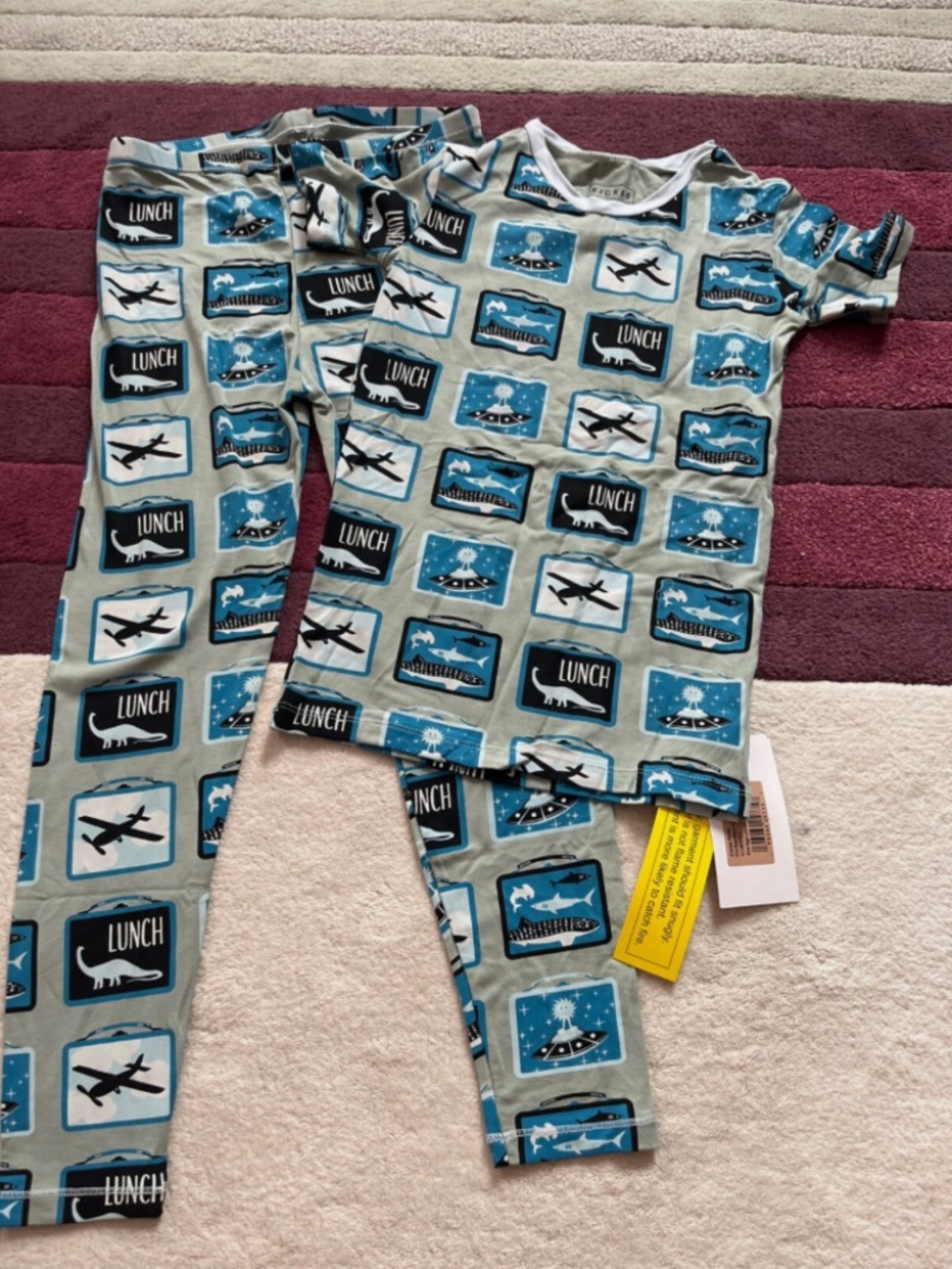 Kickee Pants Shark/Plane Bamboo PJs Size 10 NWT